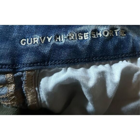 Women’s Distressed American Eagle Curvy High Rise Shortie Jean Shorts Size 6 - Picture 4 of 5